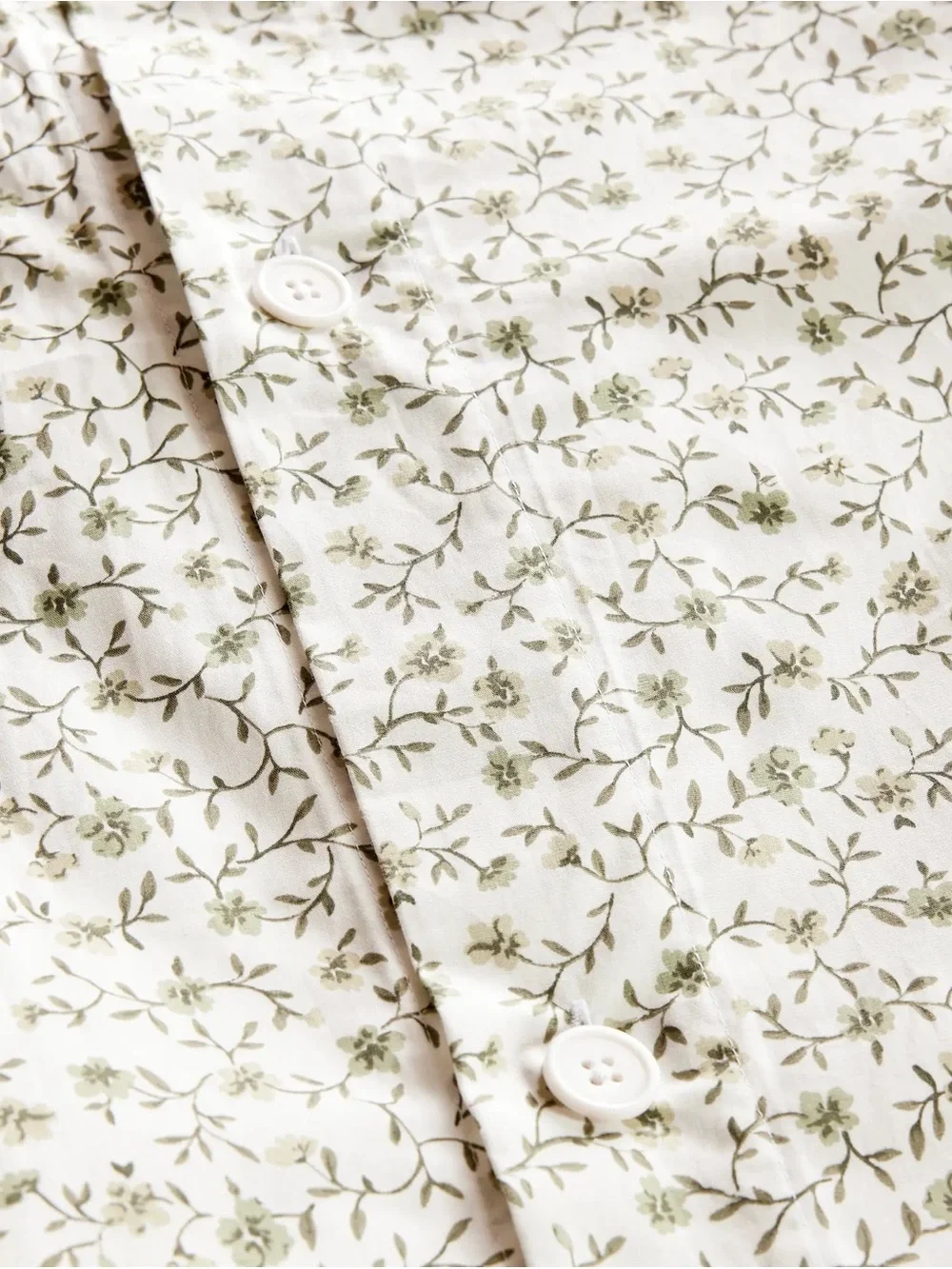 Quince Organic Crisp Percale Green Florette Duvet Cover Set King/Cal King
